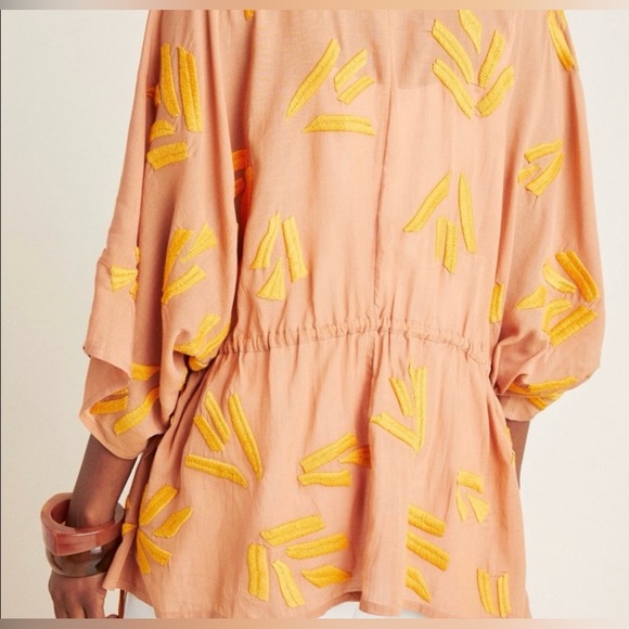 Maeve by Anthropologie Oversized Boho Adriene Embroidered Kimono Top SIZE XS/S - Picture 3 of 10